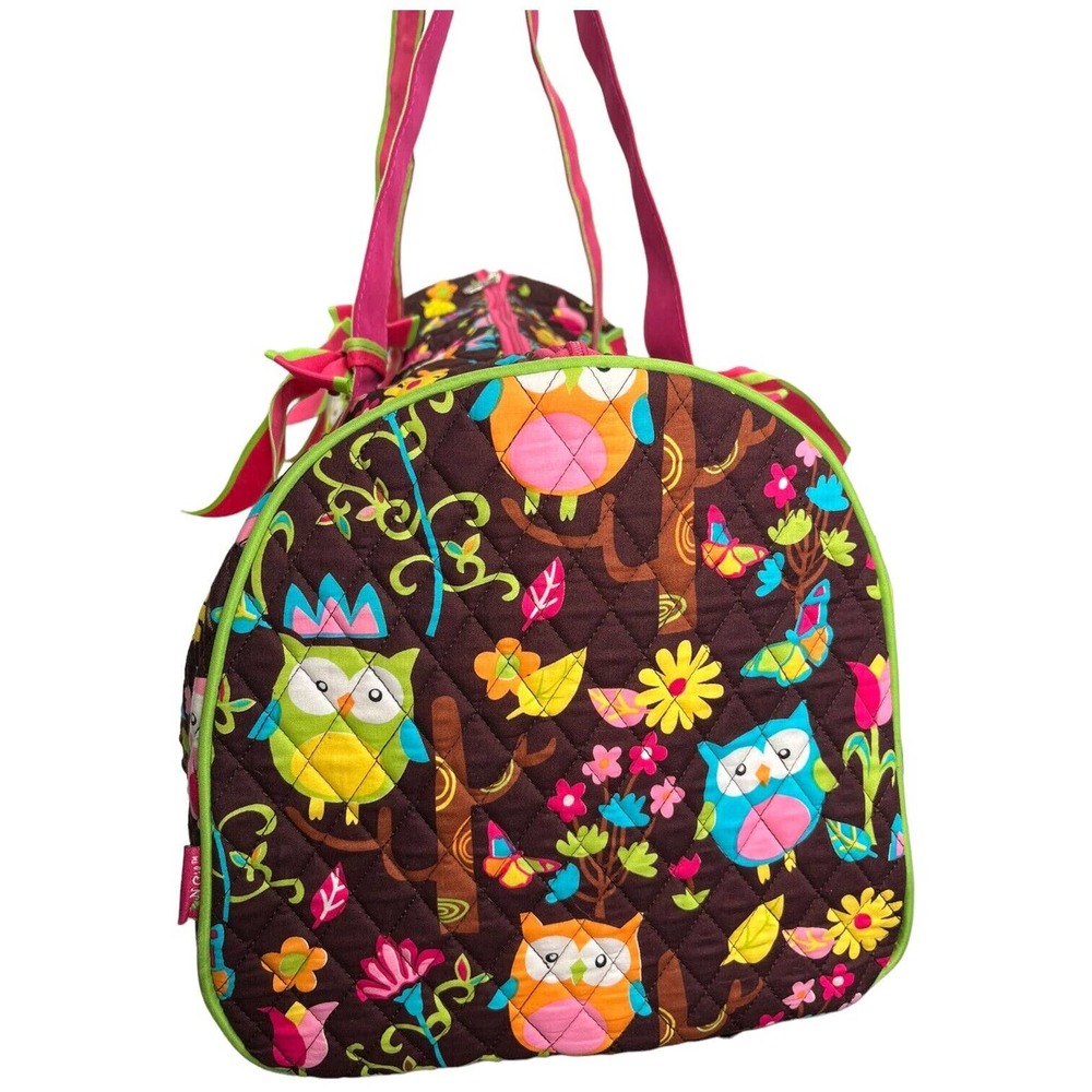 NGIL Vibrant Owl And Floral Print Quilted Brown Pink - Picture 10 of 11